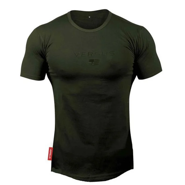 Дизайн VERSUS Muscle fitness Мужская футболка для бодибилдинга Спортивная футболка с круглым вырезом и короткими рукавами для бега - Цвет: Серый