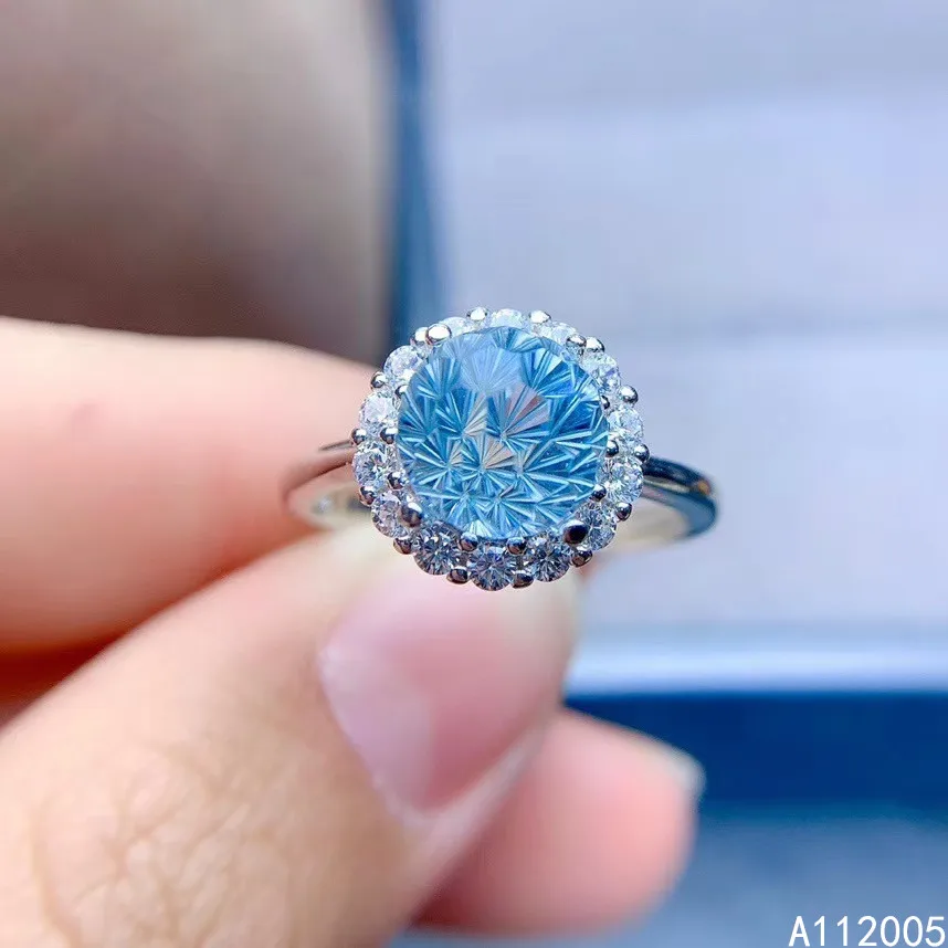 

KJJEAXCMY fine jewelry 925 sterling silver inlaid natural gem blue topaz gemstone new Female Miss woman girl ring Boutique