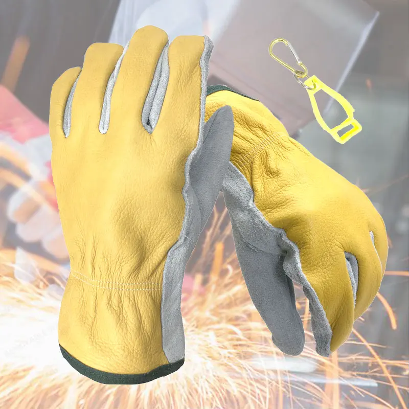 StrongAnt GUANTES DE SOLDADURA De Piel De Vaca (Talla 8) – Resistentes Al Calor Y A Cortes, Ideales Para Parrilla, Barbacoa Y Trabajo Pesado
