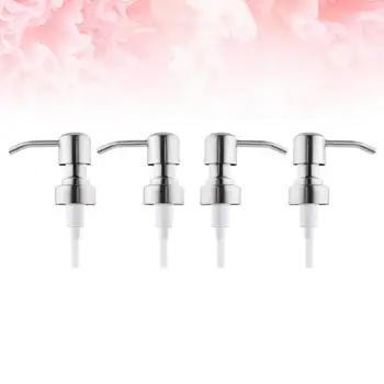 

4Pcs Stainless Steel Soap Dispenser Lids Rust Proof Lotion Emulsion Dispenser Replacement Press Pump Silver
