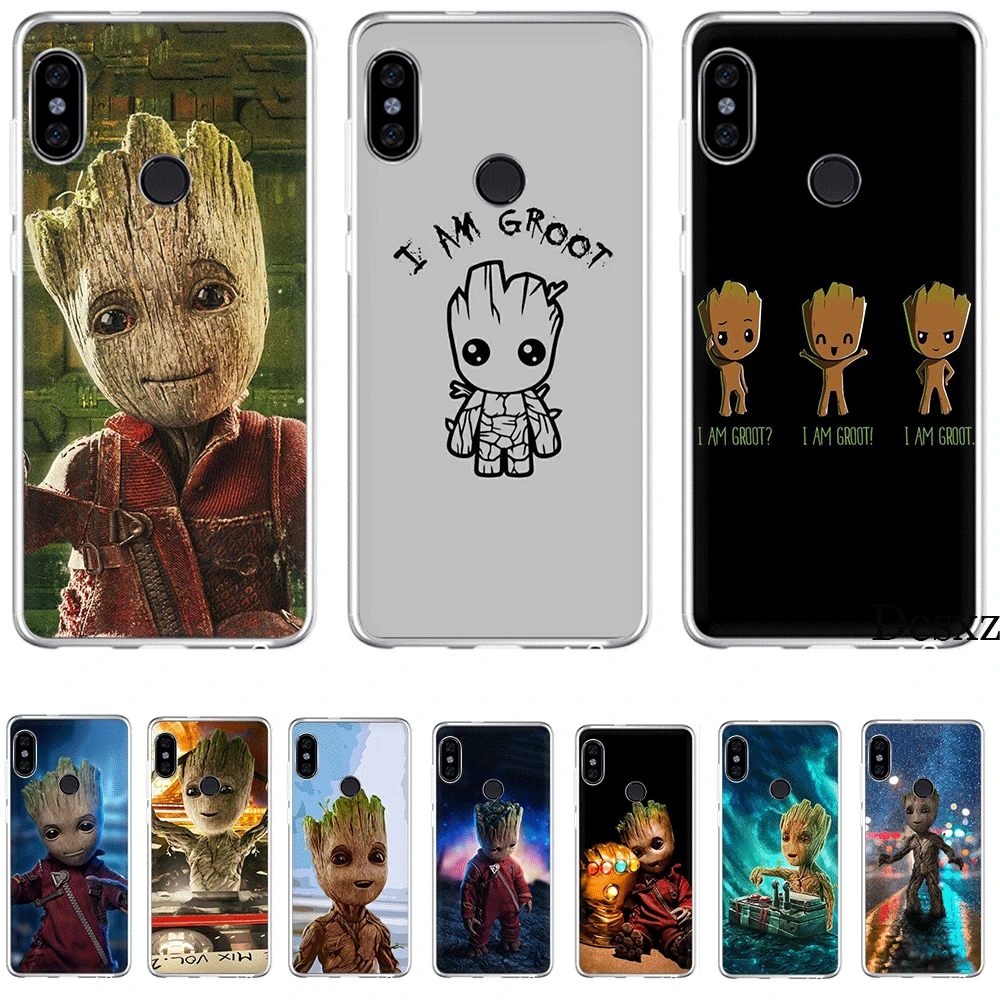 Mobile Phone Case Tpu For Xiaomi Redmi Note 4 4X 5 5A 6 7 8 8T k30 poco x2 Pro Cover Baby Groot | Мобильные телефоны и