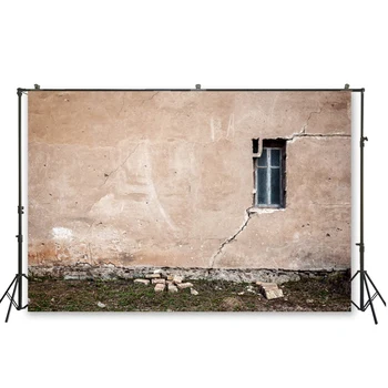 

HUAYI cracked concrete wall and small window photography backdrop retro architecture background Nostalgia Style Wallpaper D-5893