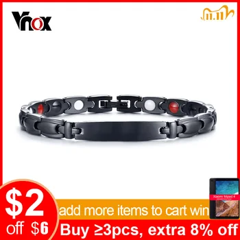 

Vnox Black Health Bracelets Bangles for Women Men Magnetic Stainless Steel Bio Energy Germanium Bracelet Unisex Jewelry 7.87"