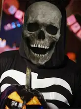  Movable Jaw Scary Skull Latex Mask Halloween Horror Party Cosplay Props Realistic Skull Headgear 