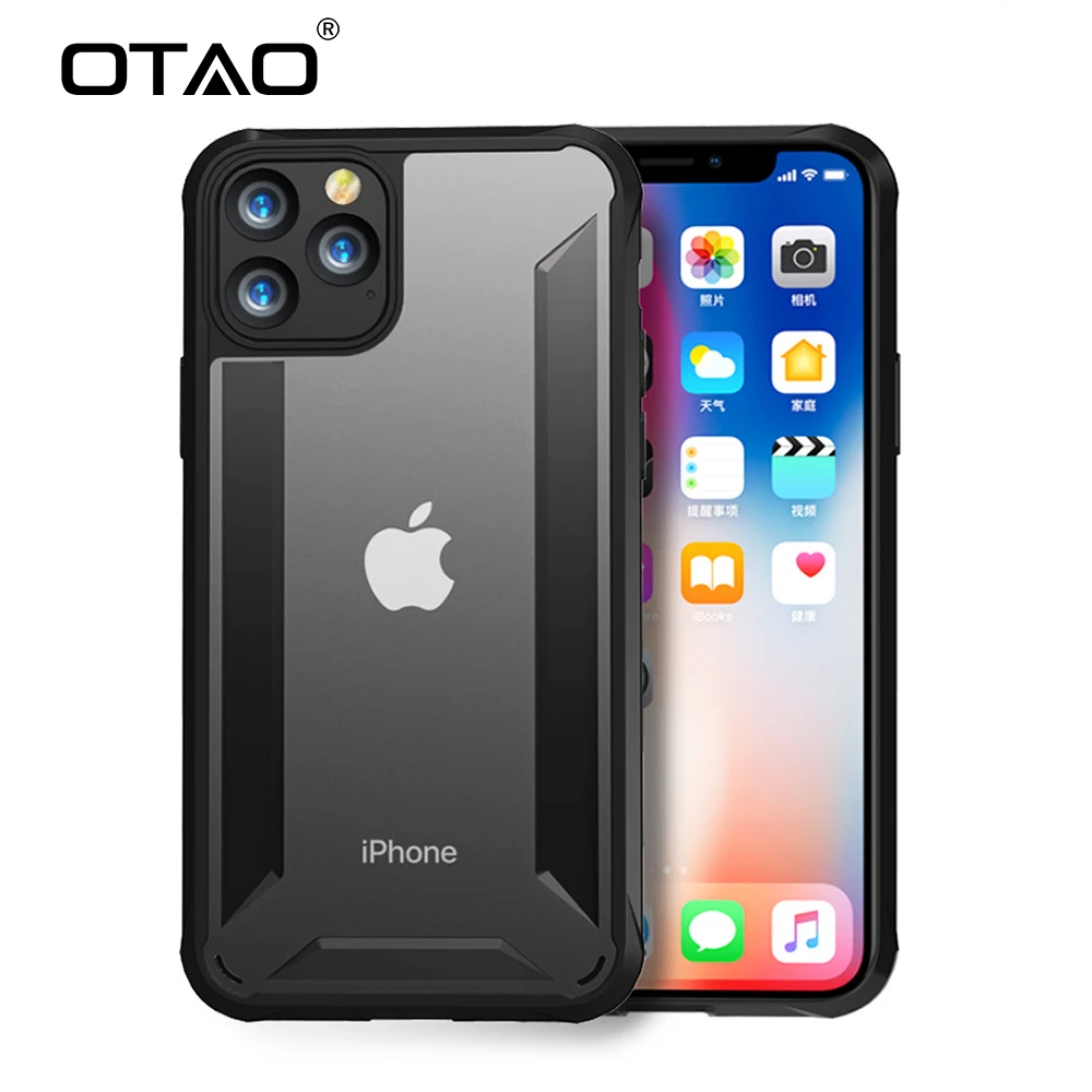 Ударопрочный прозрачный чехол OTAO для iPhone 11 Pro MAX X XR XS 7 8 Plus мягкий матовый из ТПУ с