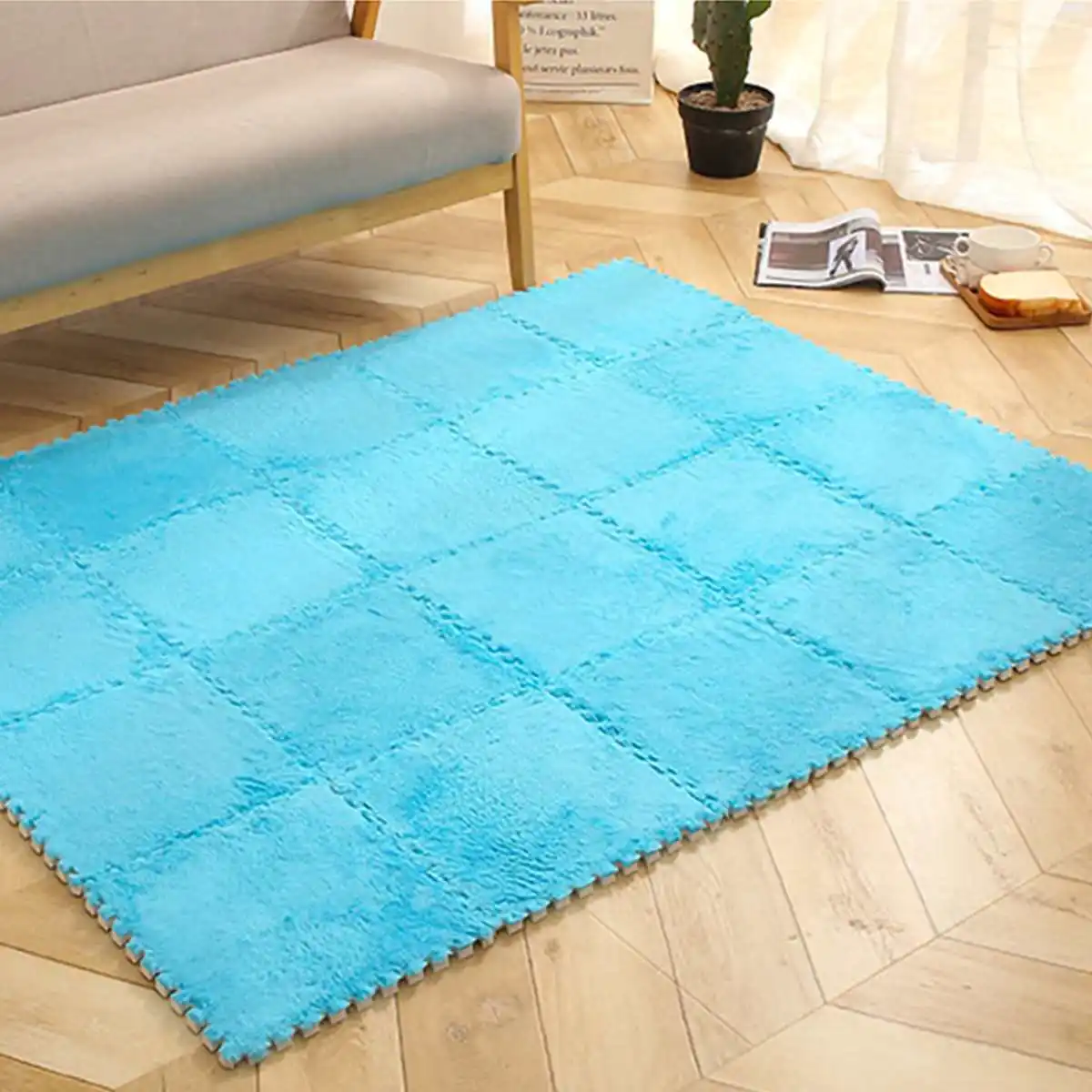 Blue 5 шт./компл. DIY головоломки детские, для малышей играть в игры коврик Удобная Нескользящая EVA портянка ковер густой мягкий 26x26 см - Цвет: Blue