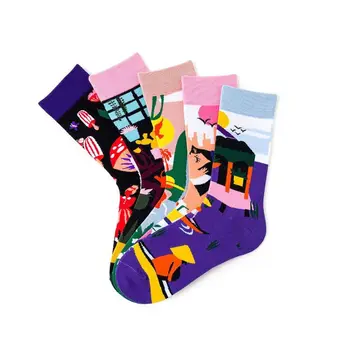 

New Women Men Personality Printing Sock Unisex Girls Boys College Style Socks