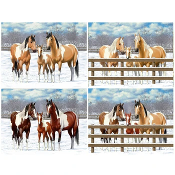 

full square/round diamond embroidery winter milk horses 5D diamond cross stitch rhinestones diy diamond painting mosaic N131