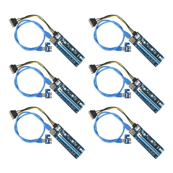 

PCIE Riser 1X to 16X Powered Riser Adapter Card ,60cm USB 3.0 Extension Cable, 6 Pin SATA Power Cable - 6 Pack