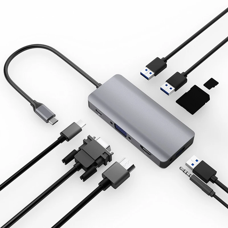 Док станция с разъемом типа C HDMI VGA USB3.0 аудио концентратор питания для ноутбука Mac