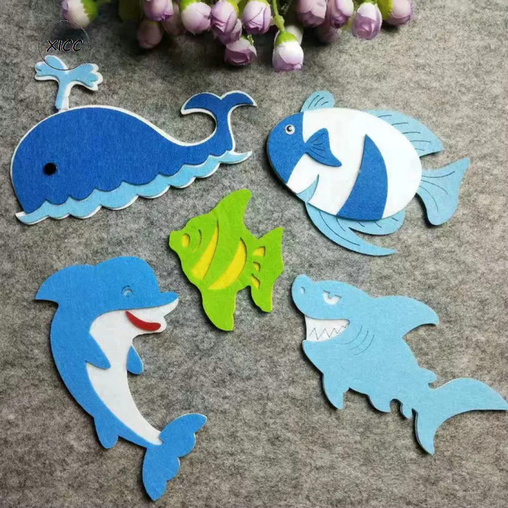Sea Dolphin Shark Handwork Decoration Non-woven Felt Pads Whale Fish Handmade DIY Felt Fabric Wall Stickers Kids Education, felt fabric sheet