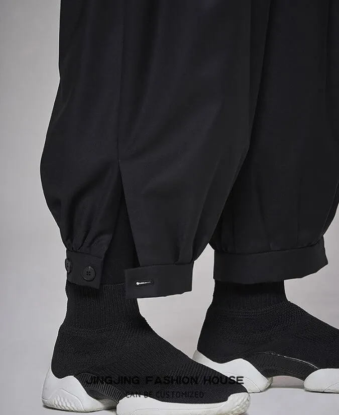 27-44! мужские повседневные брюки, широкие брюки, юбка, брюки со складками, свободный осенний и зимний стиль