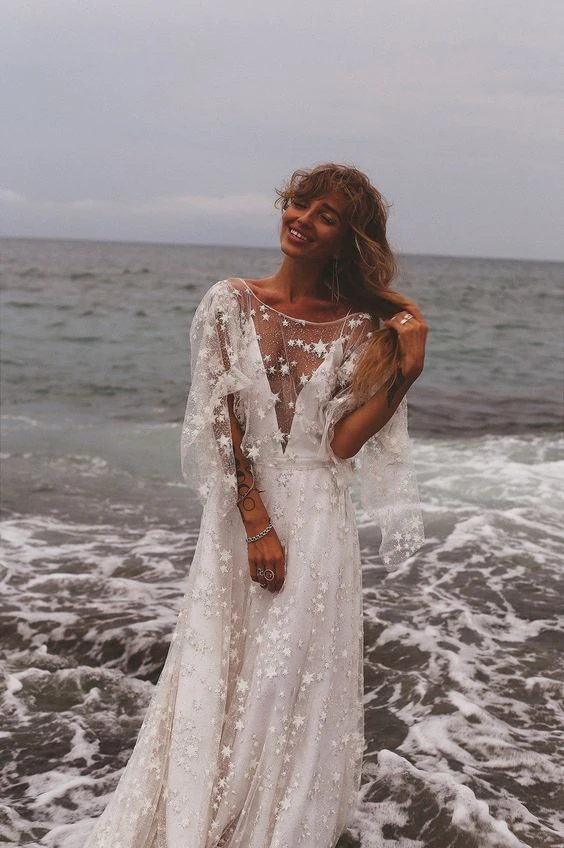 boho chic beach wedding dresses