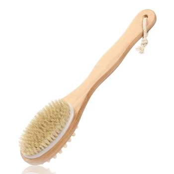 

Back Handle Washing Bristles Massage Soft Double Sides Spa Wooden Home Bath Brush