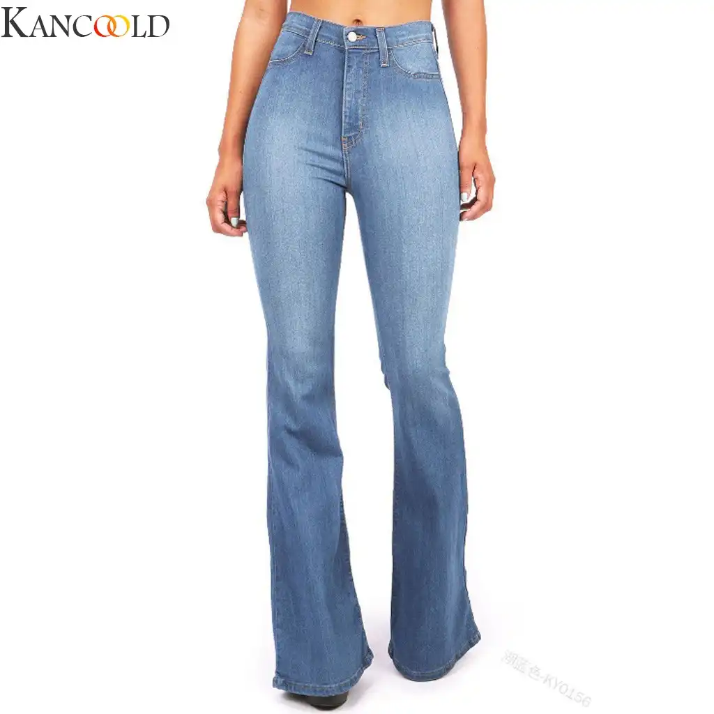 high waisted flare bottom jeans