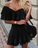 Elegant Off Shoulder Ruffle Fit Flare Dress Women Solid Casual Dress Summer Dress Mini Elegant Dress ► Photo 2/5