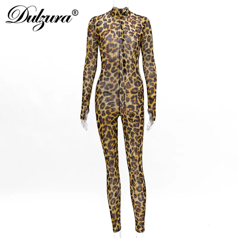 Dulzura-mono transparente con estampado de leopardo para mujer, mono largo de malla, trajes de para festival, ropa de fiesta, invierno, 2019 _ - AliExpress Mobile