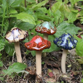 

1Pcs Ceramic Mushroom Craft Jewelry Succulent Flowerpot Decoration Office Desktop Garden Decoration Accessories