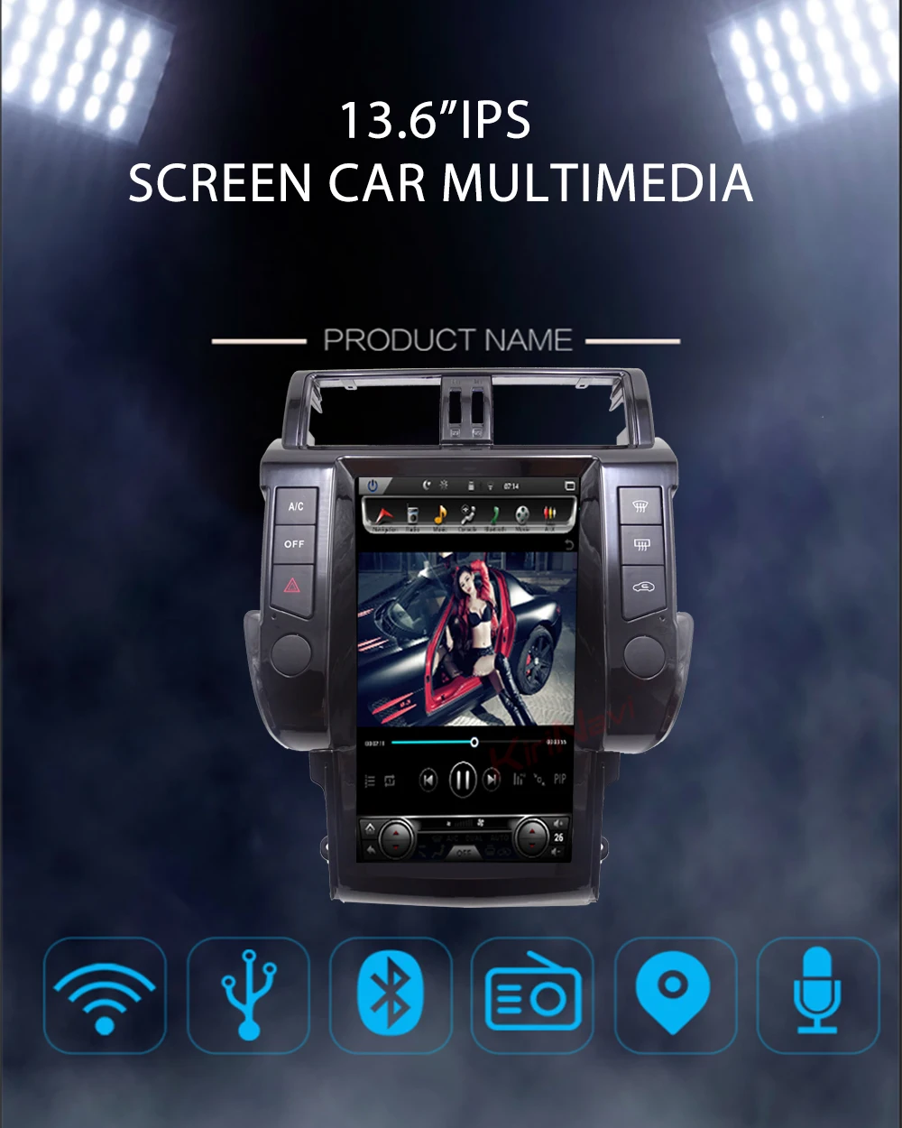 Clearance KiriNavi Telsa Style Vertical Screen 13.6" Android Car Radio For Toyota Prado Car Multimedia Player Gps Navigatioh 2010-2017 4G 0