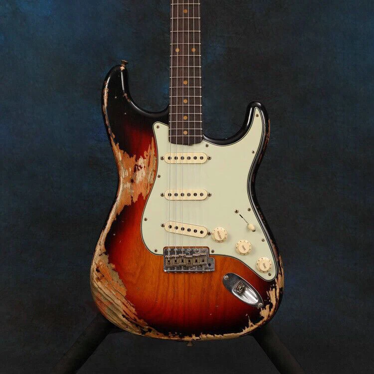 

Sunburst color electric guitar. high quality 6 stings guitarra.relics rosewood fingerboard.real photos