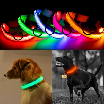 

YVYOO New Flashing Glowing Gem Light LED Supplies Products Dog Light Pet Dog Collar Adjustable Small Pet Luminous Safety Collar
