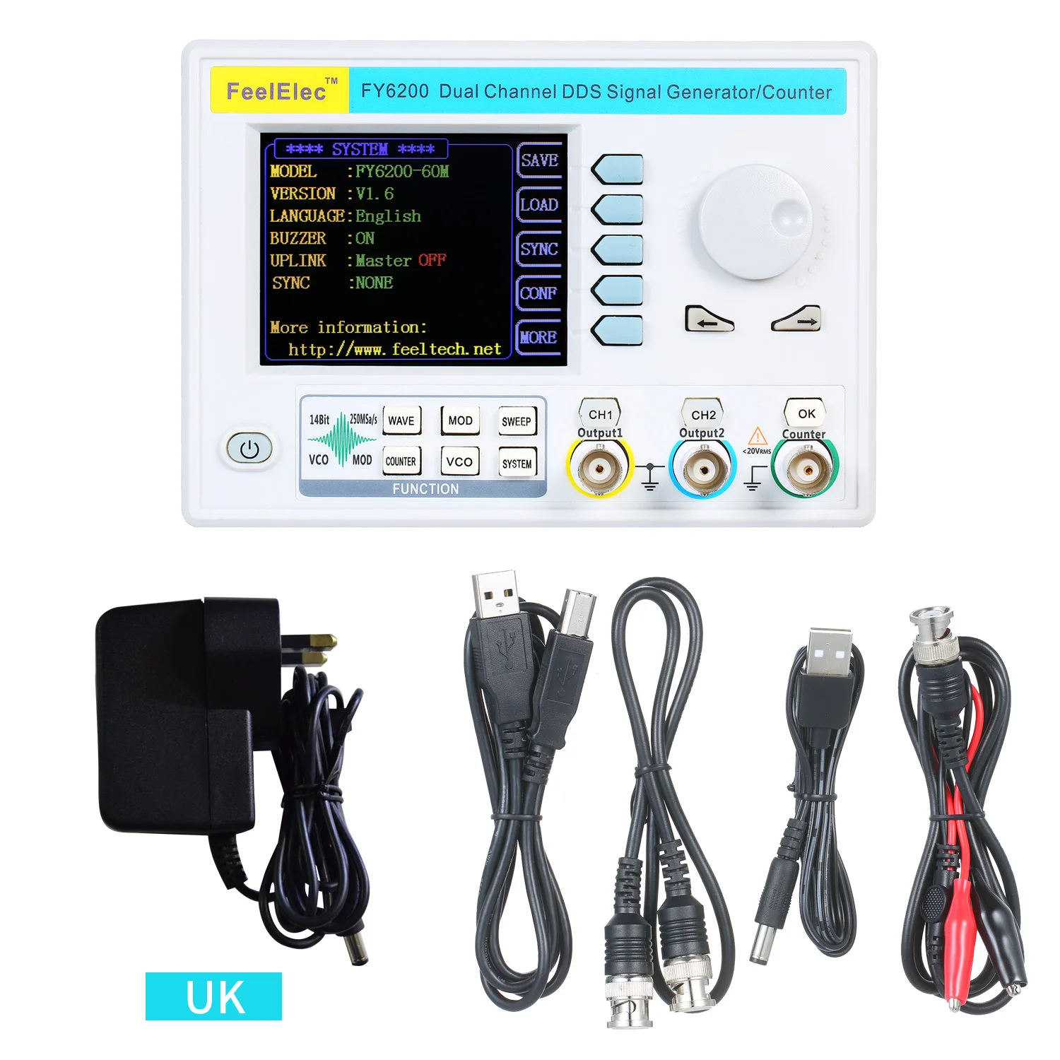 UK Plug FY6200-30M 30 МГц генератор сигналов цифровой контроль двухканальный DDS функция генератор сигналов частотомер произвольный - Цвет: UK Plug