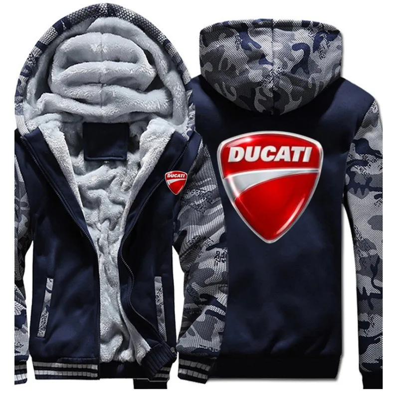 9 Новая зимняя куртка Ducati с принтом логотипа автомобиля плюс бархатная стеганая куртка на молнии теплая Толстовка Повседневная модная Harajuku мужская хлопковая куртка - Цвет: 9