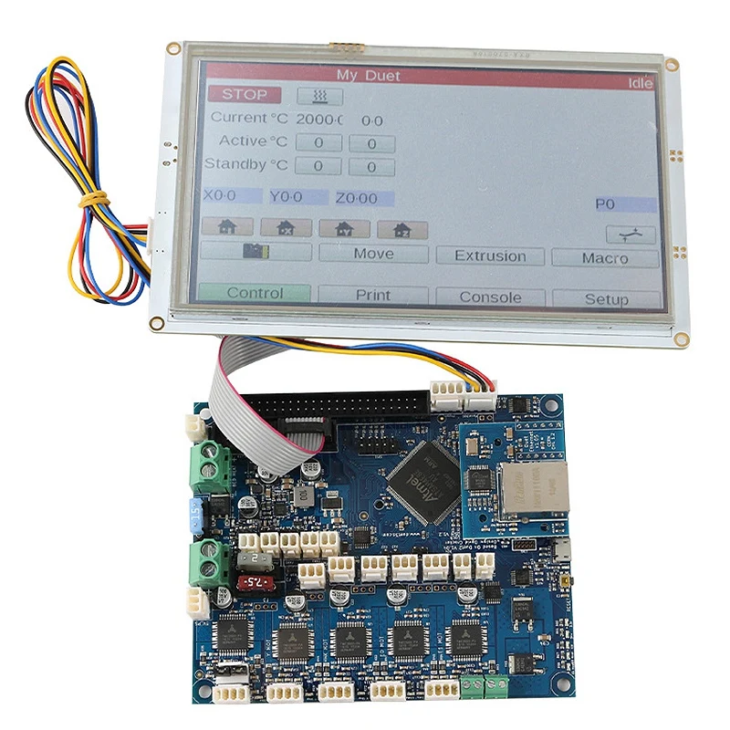 Для с настраиваемым потоком воздуха, клон kayfun Duet 2 Ethernet современным 32-битным электроники материнская плата с 7 дюймов PanelDue 5I интегрированный Цвет Пресс Экран Управление