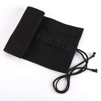 

Black Simple Style 36 Holes Portable Canvas Wrap Roll Up Pencil Bag Painting Bag School Artistic Drawing Pencil Case