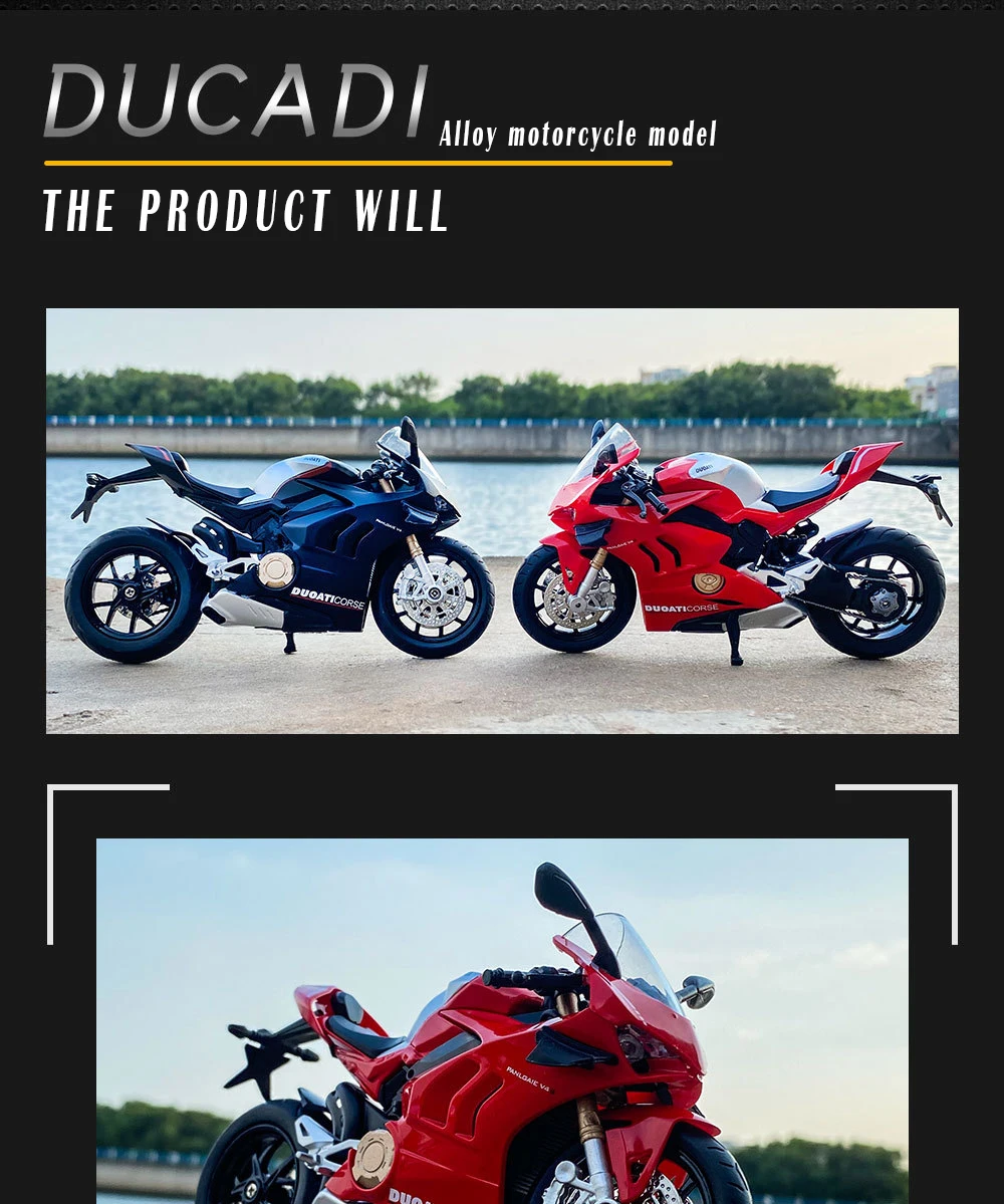 Ducati V4S Motorcycle Model Iocomotive Toy With Light Simulation Children'S Diecast Toy Car Christmas Gift Car Decoration