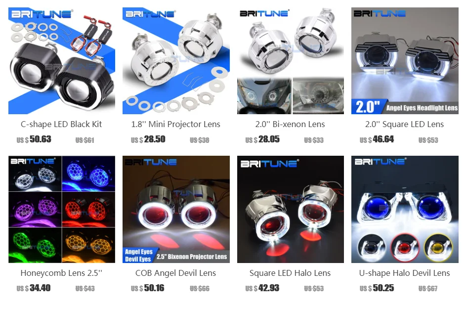 Britune Bi-xenon Lenses Mini 2.0 inch Projector Angel Eyes