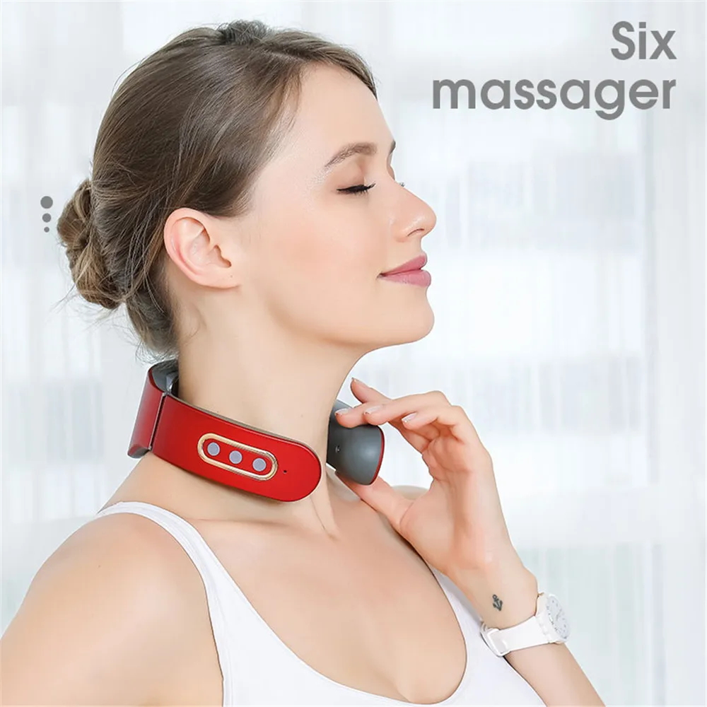 Masajeador eléctrico inteligente para cuello, hombros y vértebras  cervicales, masajeador de pulso TENS inalámbrico por calor, máquina de  masaje
