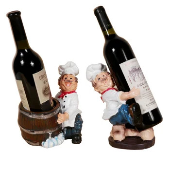 

Creative European Resin Wine Rack Chef Figurines Wine Stand Holder Whisky Wine Cabinet Decor Bar Kitchen Shelf Accessories LF459