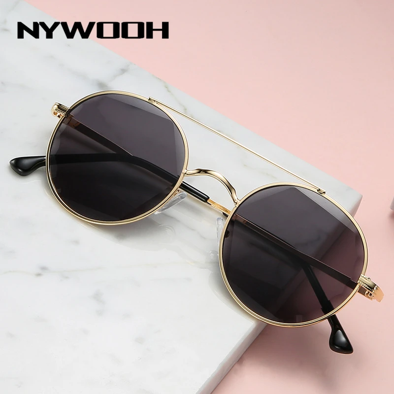 Винтажные Круглые Солнцезащитные очки NYWOOH для мужчин и женщин солнцезащитные