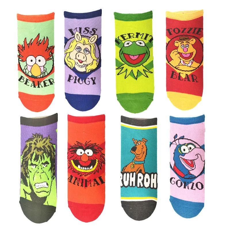 

Fashion anime character funny boat socks Summer breathable Invisble black white grey Low Ankle Socks Non-Slip Happy Socks