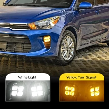 

CSCSNL 2Pcs For KIA RIO 2017 2018 2019 Car Daytime Running Light Front Bumper Fog light Lamp Assembly LED DRL With yellow