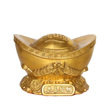 

LAOJUNLU Bronze Copper Gongxifacai Lucky Yuanbaos Cornucopia Ornaments Feng Shui Supplies Handicraft