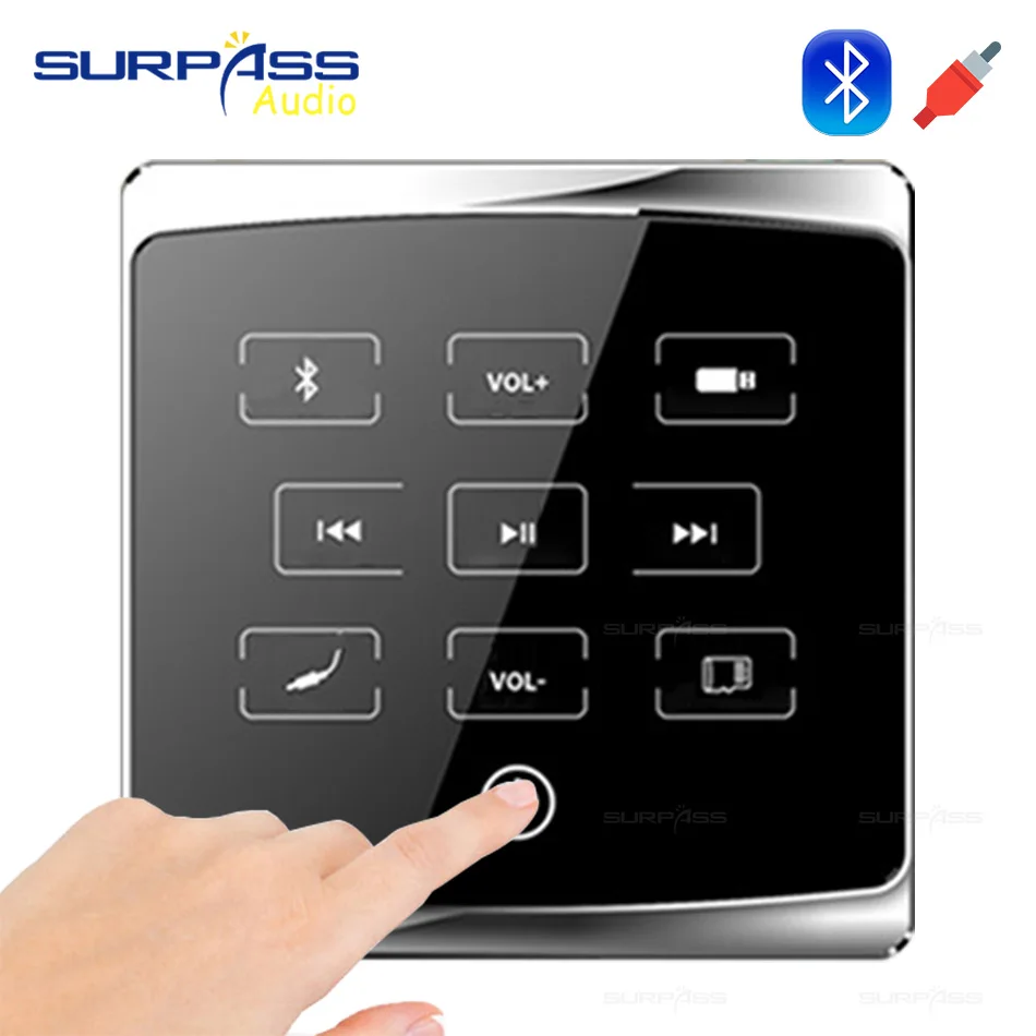 

Smart Hotel room Home audio bluetooth Player in-wall stereo digital amplifier 86 touch key Background Music Controller USB TF FM