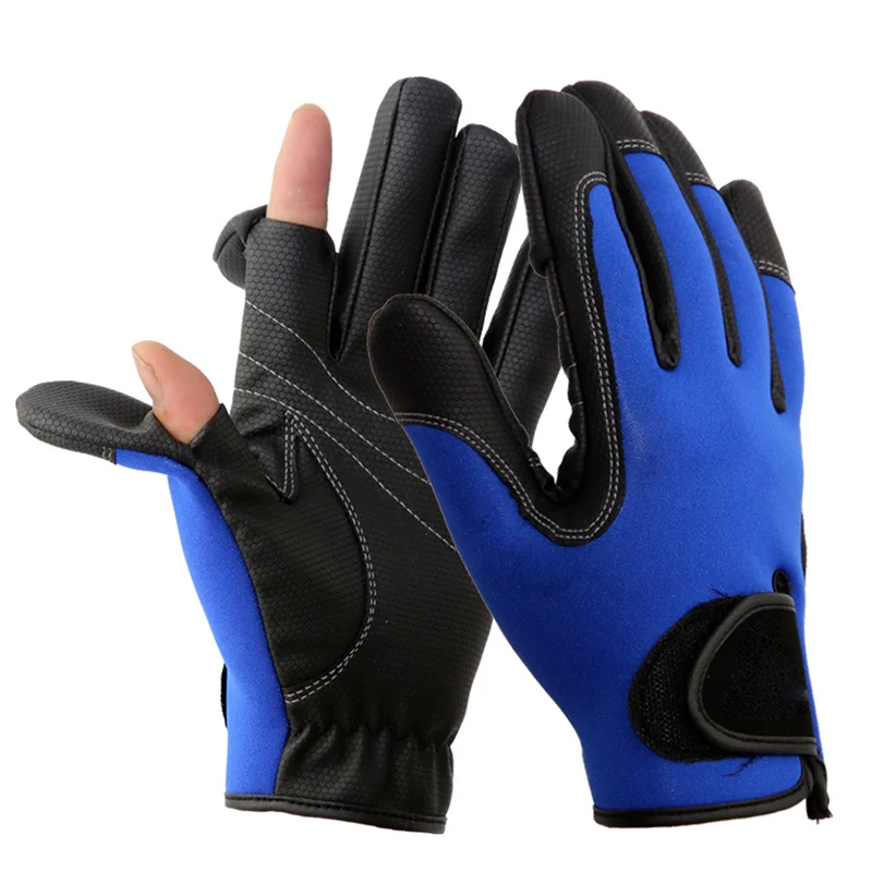 Неопреновые рыболовные перчатки с 2 прорезями, полная стрельба пальцем, походные перчатки, водонепроницаемые зимние перчатки THJ99