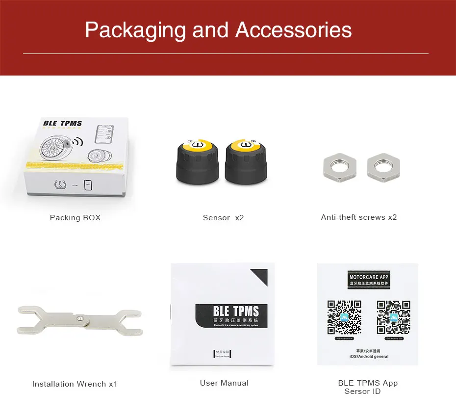 TPMS Tire Pressure Alarm system Sensor For Motorcycle/Car tpms Bluetooth 5.0 TMPS Android/IOS Tyre Pressure Monitoring System