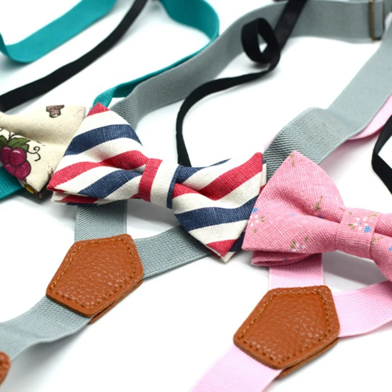 Регулируемый пояс для спины, 1 шт., Детские эластичные подтяжки и галстук-бабочка, комплект одежды для мальчиков Детский костюм с галстуком-бабочкой для мальчиков