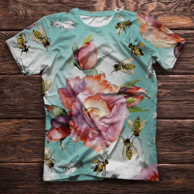 Women Short Sleeve 3D Animal Print T Shirt New Summer Casual Loose Cute Bee Tshirts Fashion Female Tees Top Plus Size S-4XL A0545-9