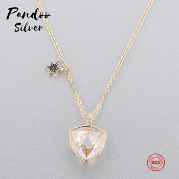 

PANDOO Fashion Charm Pure 925 Silver Original 1:1 Copy, Romantic Stars Exquisite Fashion Necklace Female Luxury Jewelry Gifts