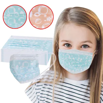 

50PC Cartoon Masks 3-Ply Non-woven face mask cover mouth Elastic Ear Loop Mouth Cover Lovely Children's Disposable FaceMasks