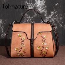 Новинка, винтажная женская сумка из натуральной кожи, высокое качество, тиснение из коровьей кожи, сумки через плечо и через плечо, повседневные сумки