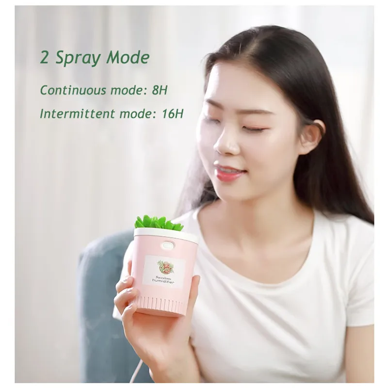 350ml USB Plant Air Humidifier Aromatherapy For Home Essential Oil Diffuser With Night Lights Air Mist Maker Mini Humidifiers