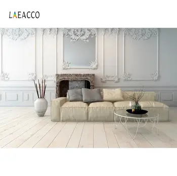 

Laeacco Interior Wooden Floor Furniture Modern Portrait Photography Background Customize Photographic Backdrop For Photo Studio
