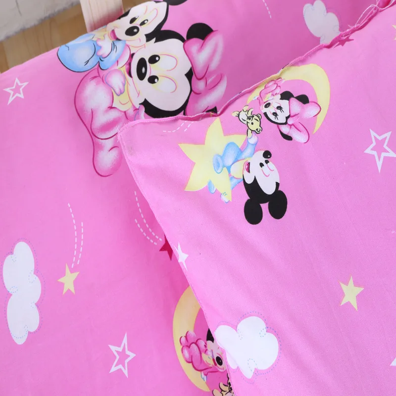 Disney 100% Cotton baby Bedding Set Newborn cot duvet Mickey mouse Minnie Crib Sets Cot Set Duvet Cover Pillowcase Flat Sheet