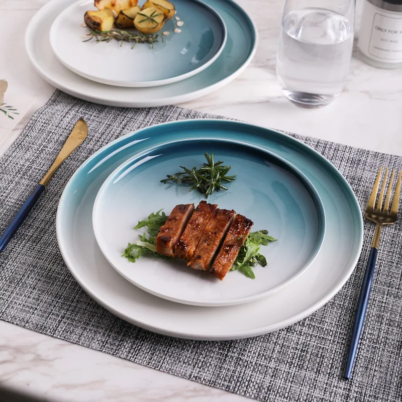 Gradient Green 7.5 and 10 inch dinner set Side Plate Dessert Dinner Wholesale Dinnerware Drop Shipping | Дом и сад