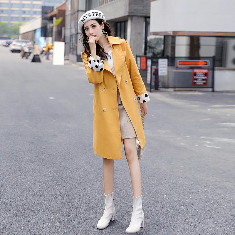 

Autumn Clothing Short-height Middle Long Coat Women's Thin Type for Spring And Autumn Tops 2019 New Style Trench Coat Women's Lo